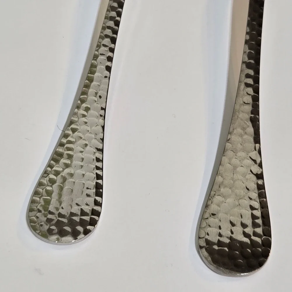 Wallace Continental Hammered 18/10 Stainless Steel Flatware Set 2 Serving spoons